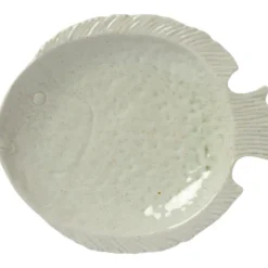IB Laursen Serviertablett Ocean White, Fischförmig aus Steingut