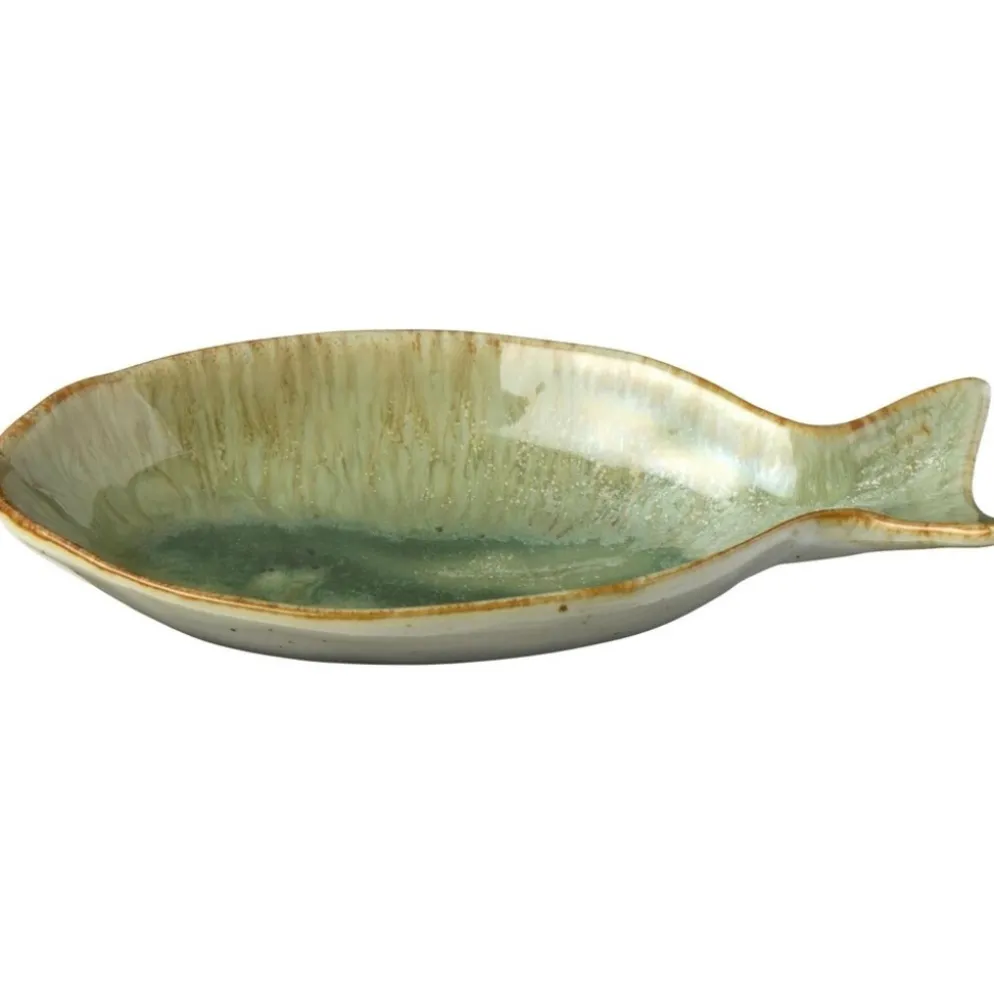 IB Laursen Steingut Schale Ocean Green fischförmig