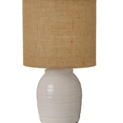 IB Laursen Tischlampe Aura 2 Keramik mit Juteschirm