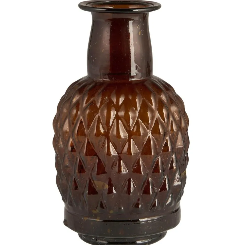 IB Laursen Vase mit langem Hals Karomuster mundgeblasen