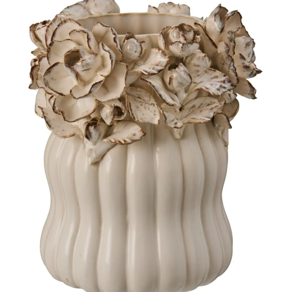 IB Laursen Vase Weiße Rose glasiert
