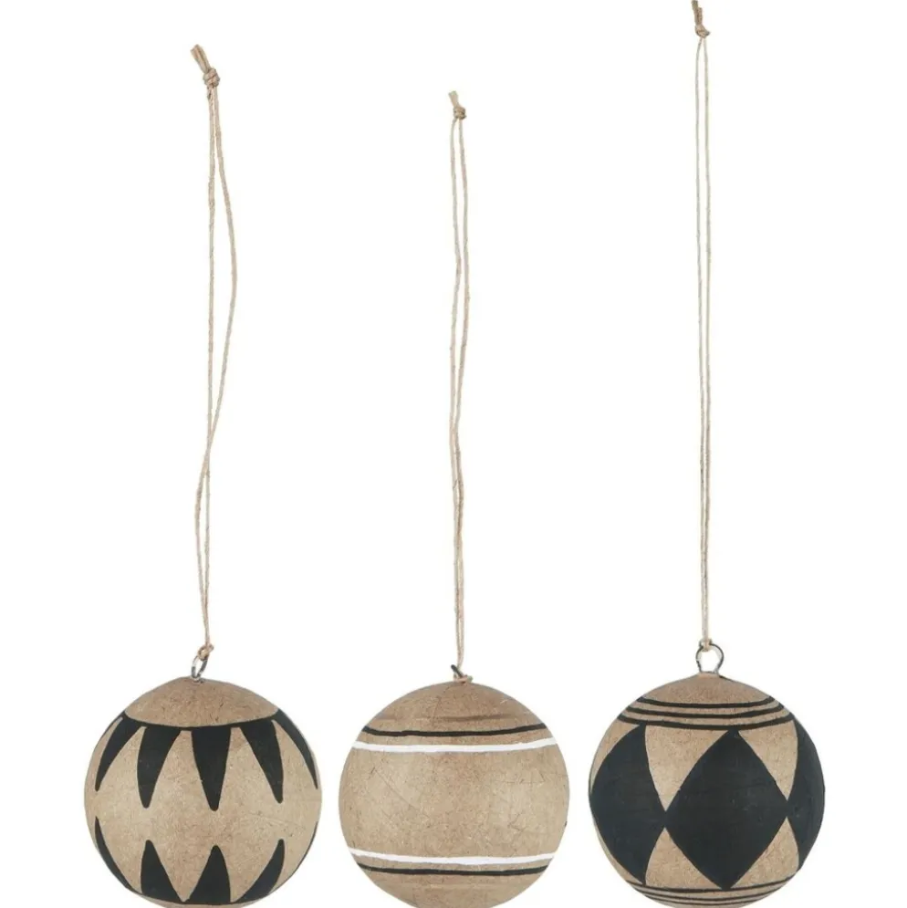 IB Laursen Weihnachtskugel 3er-Set aus Pappmaché