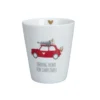 Krasilnikoff Happy Mug, Driving Home for Christmas, Red