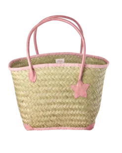 RICE Basttasche groß mit Ledergriffen