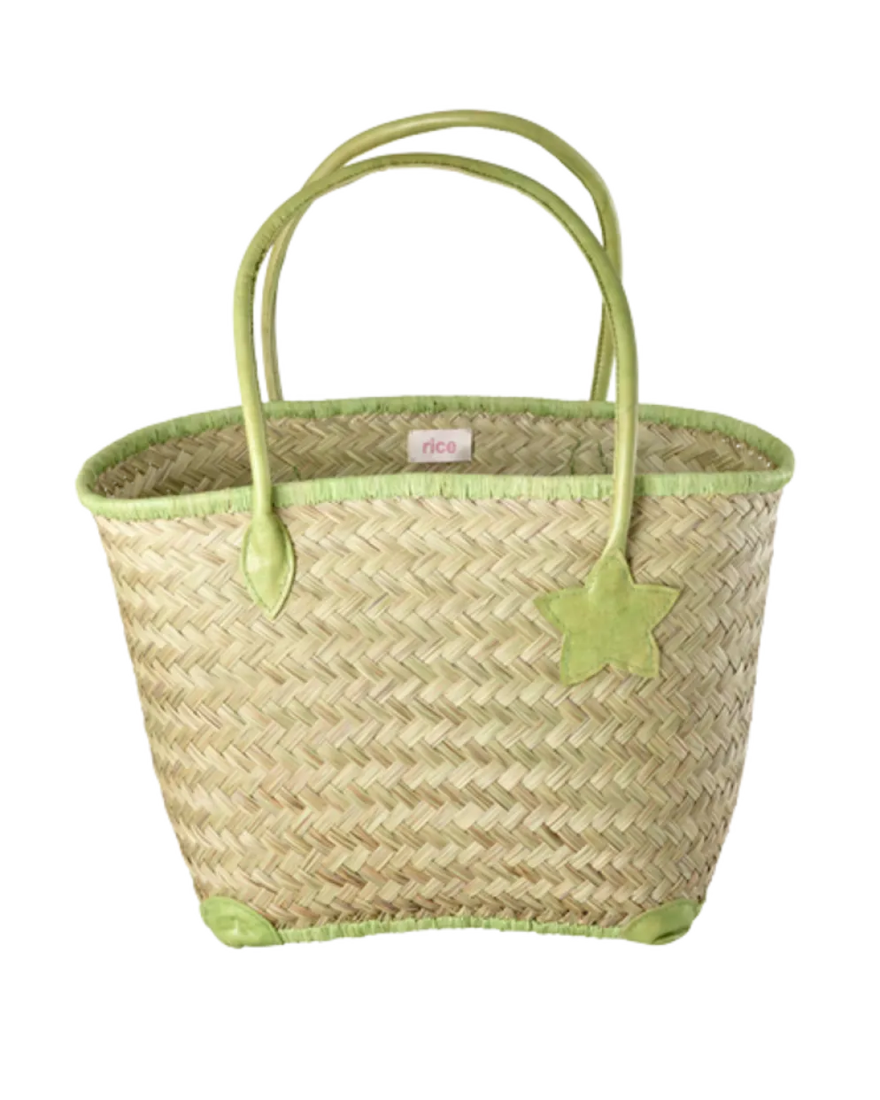 RICE Basttasche groß mit Ledergriffen