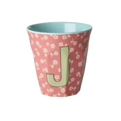 RICE Buchstaben-Becher mit Blumen Medium