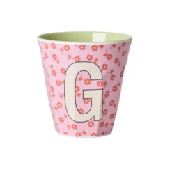 RICE Buchstaben-Becher mit Blumen Medium
