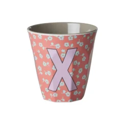 RICE Buchstaben-Becher mit Blumen Medium