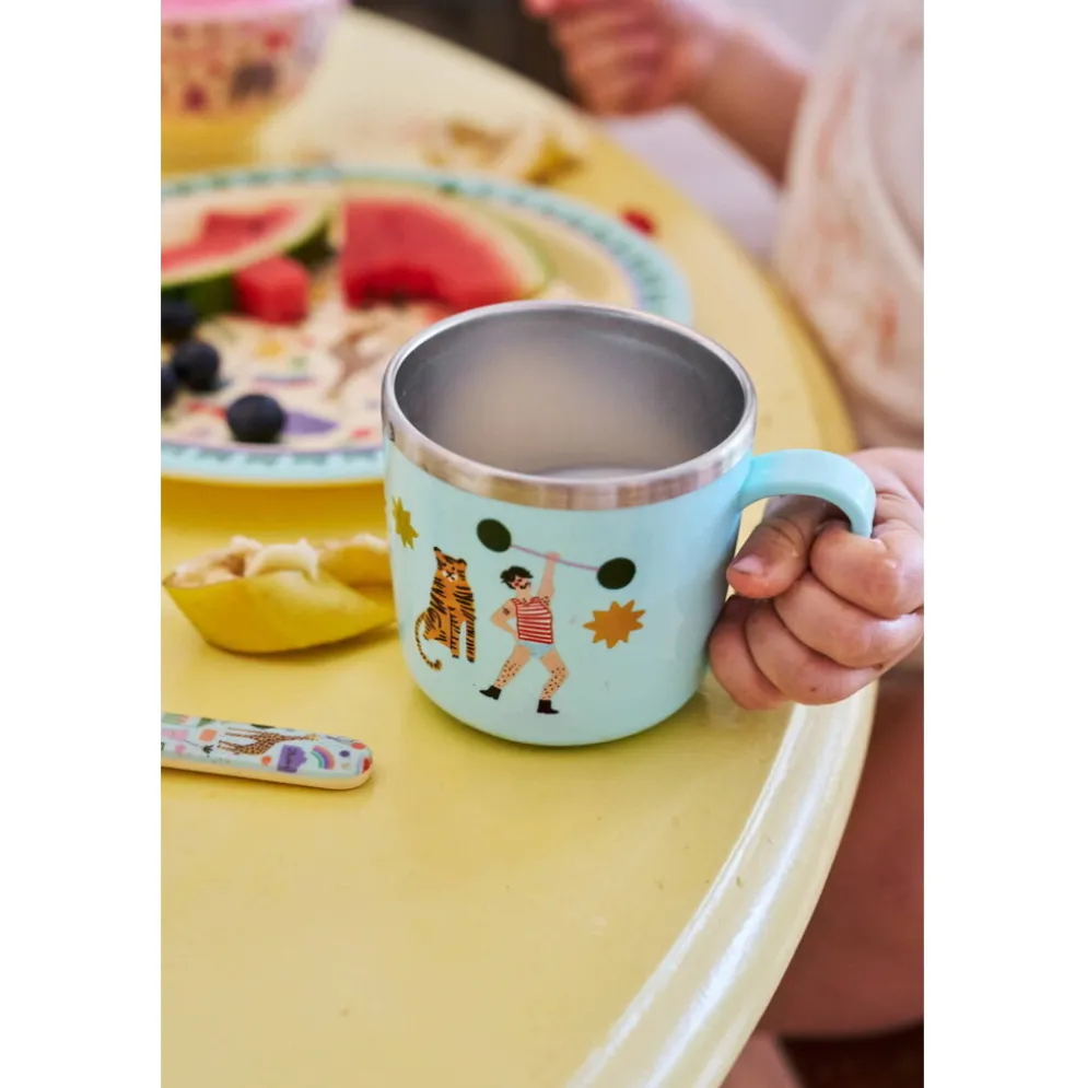 RICE Edelstahl Babybecher Kinderbecher Fun Fair mit Henkel