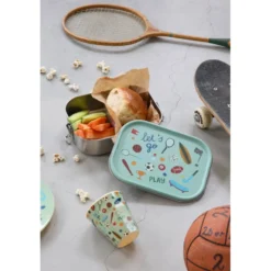 RICE Edelstahl-Lunchbox Brotdose mit Trennwand Sports – Large