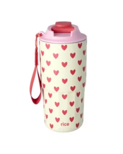 RICE Edelstahl Thermo-Becher mit Herzchen-Print