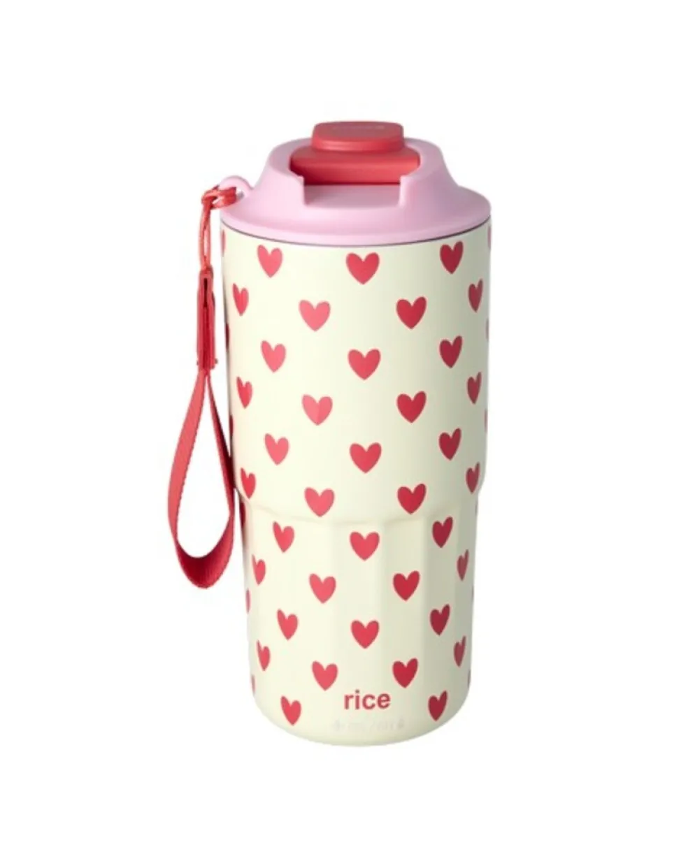 RICE Edelstahl Thermo-Becher mit Herzchen-Print
