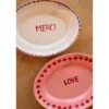 RICE Handbemalte Keramik Servierplatte LOVE