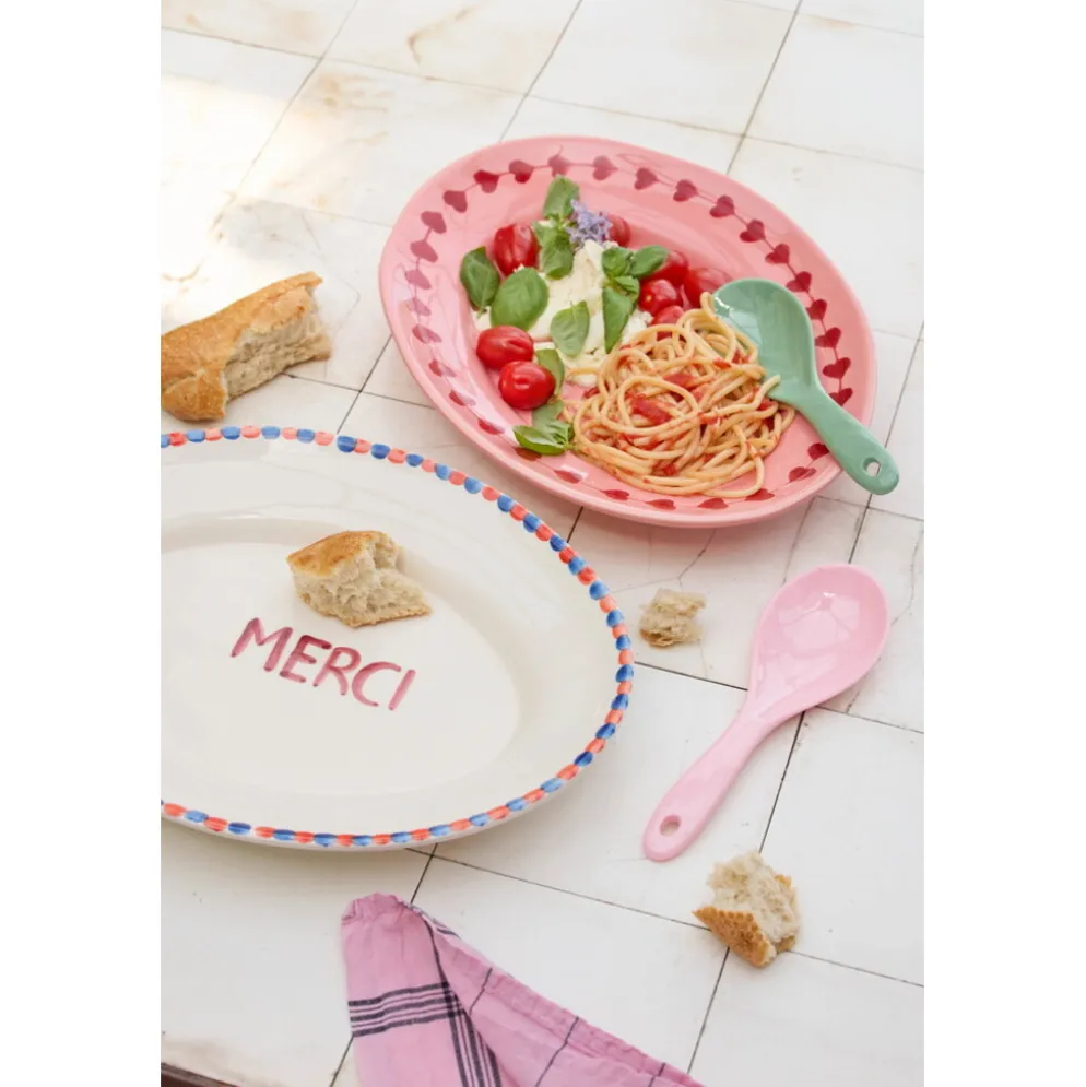 RICE Handbemalte Keramik Servierplatte LOVE