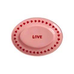 RICE Handbemalte Keramik Servierplatte LOVE