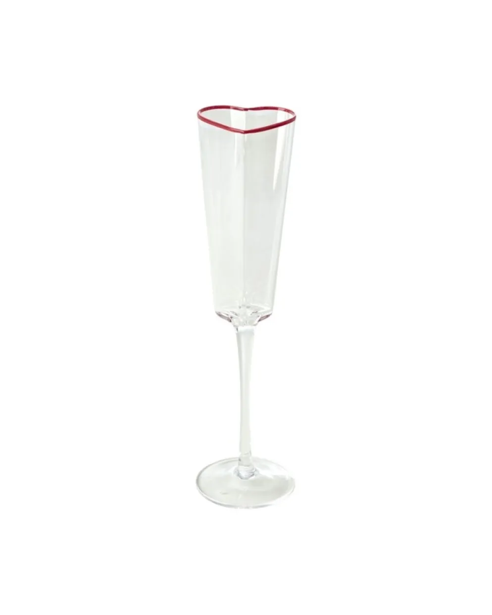 RICE Herz-Sektglas mit rotem Rand