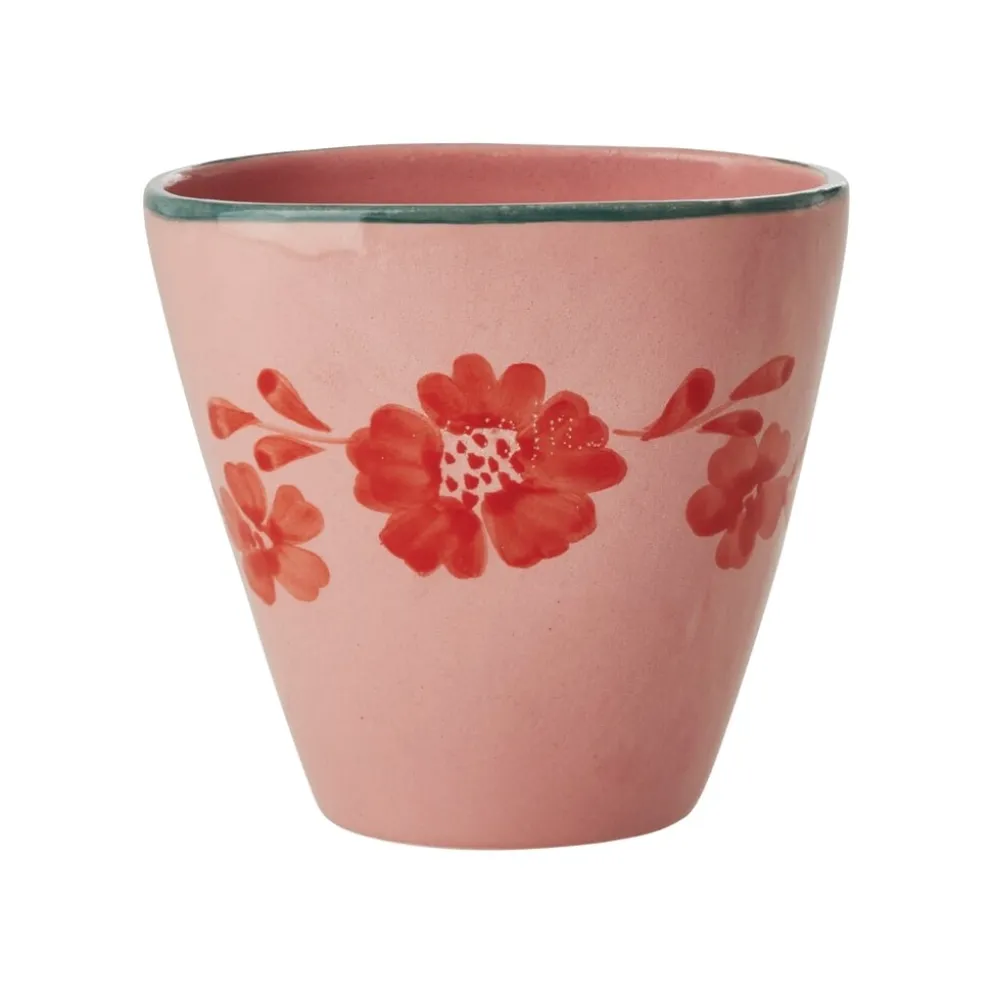 RICE Keramik Becher Handbemalt Blumenmuster