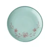 RICE Keramik Kuchenteller Handgemalt Blume Mint
