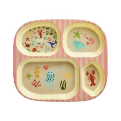 RICE Kinderteller mit 4er Einteilung Ocean Print