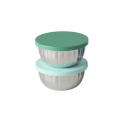 RICE Kleine Edelstahl-Schale mit Deckel, 150 ml, 2er-Set