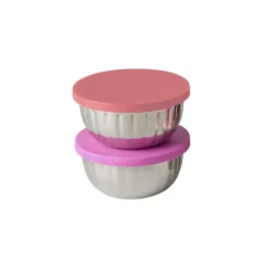 RICE Kleine Edelstahl-Schale mit Deckel, 150 ml, 2er-Set