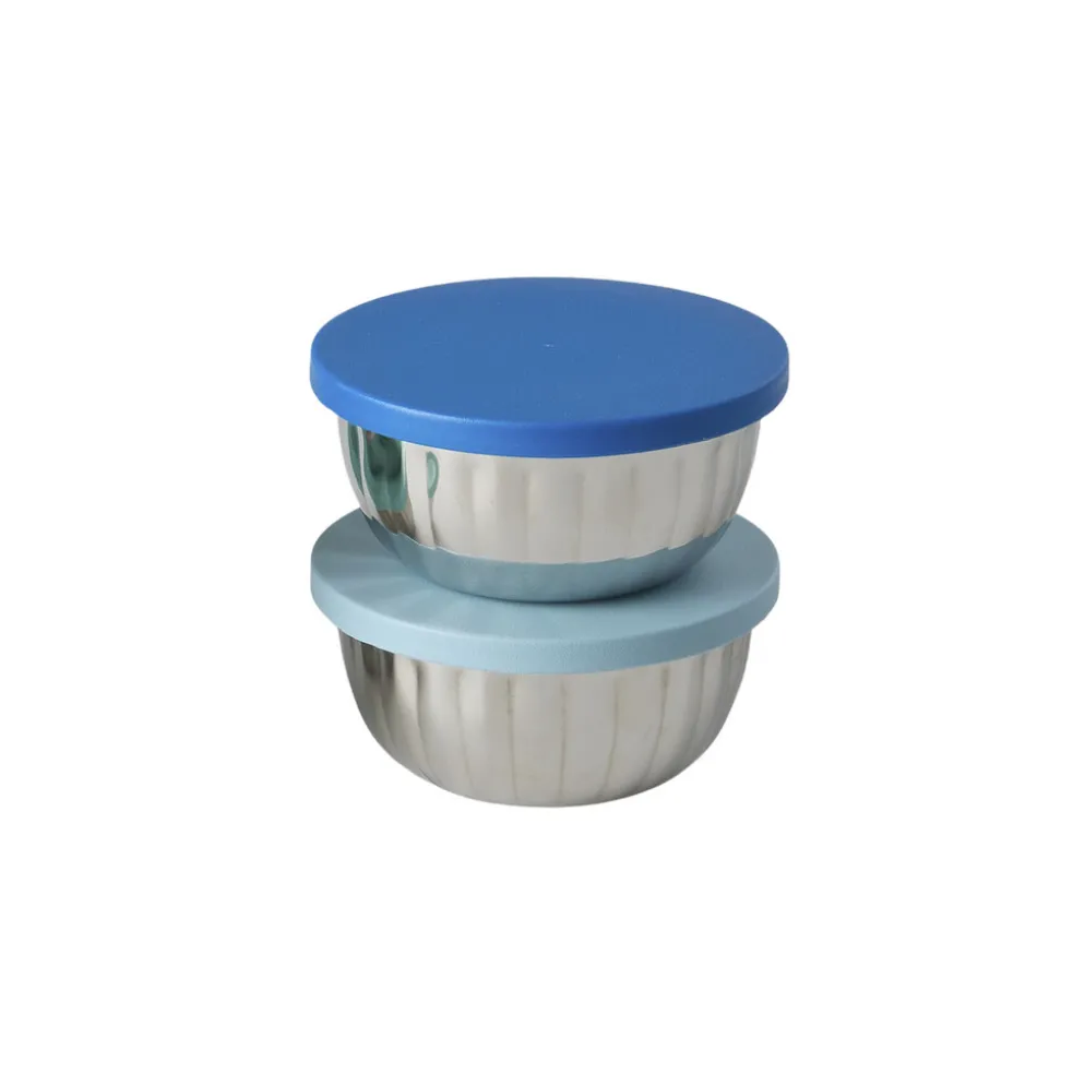RICE Kleine Edelstahl-Schale mit Deckel, 150 ml, 2er-Set
