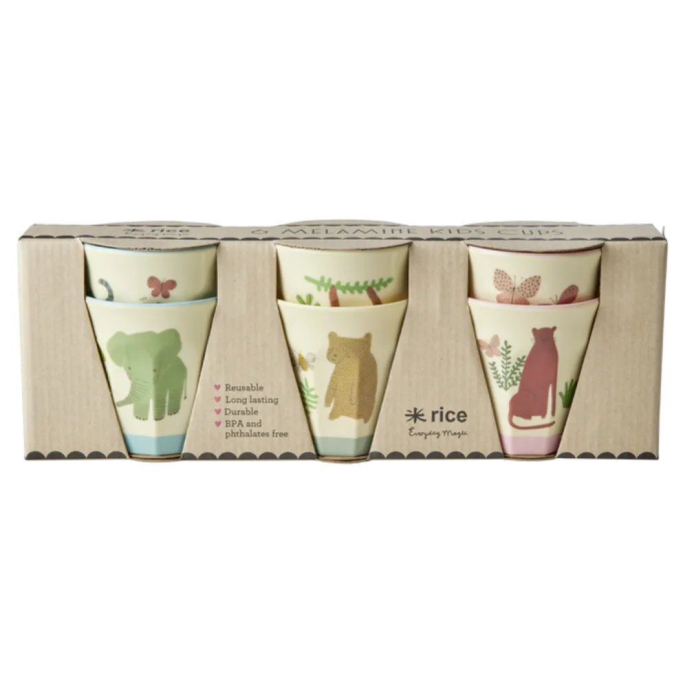 RICE Kleine Melamin Becher Sweet Jungle Print - 6er Set