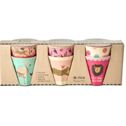 RICE Kleine Melamin Kinder Becher Jungle Animals 6er Pack