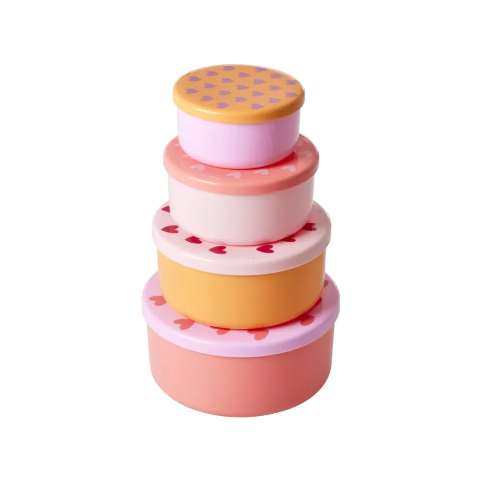 RICE Kunststoff-Frischhaltedosen Hearts Prints - 4er-Set