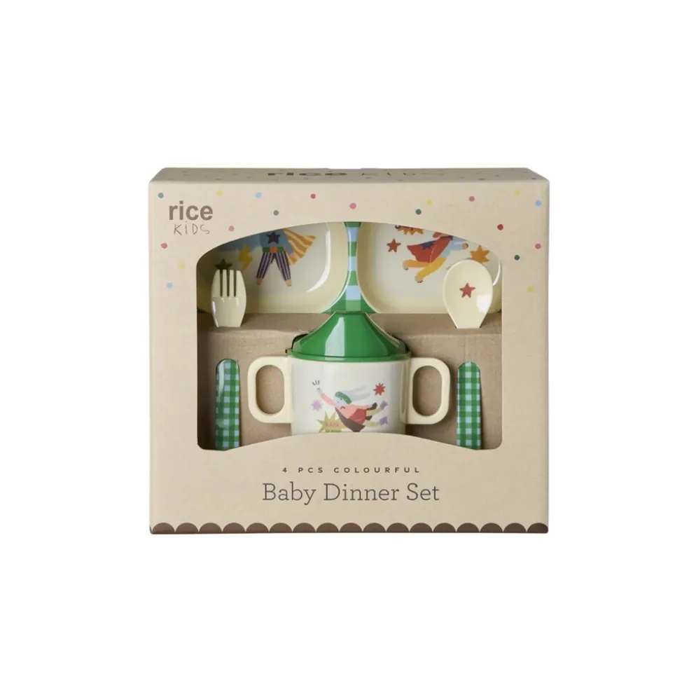 RICE Melamin Baby Dinner Set Hero in Geschenkbox