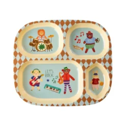 RICE Melamin Baby-Geschirrset Music Band in Geschenkbox, 4-teilig