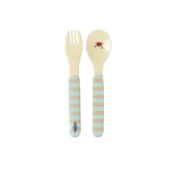 RICE Melamin Babylöffel und -gabel Ocean Print