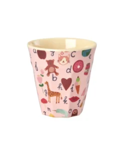 RICE Melamin Becher ABC Print – Bunt & Robust (H9 Ø9 cm)