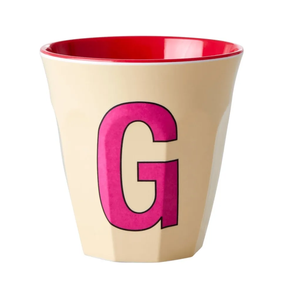 RICE Melamin Becher Buchstaben