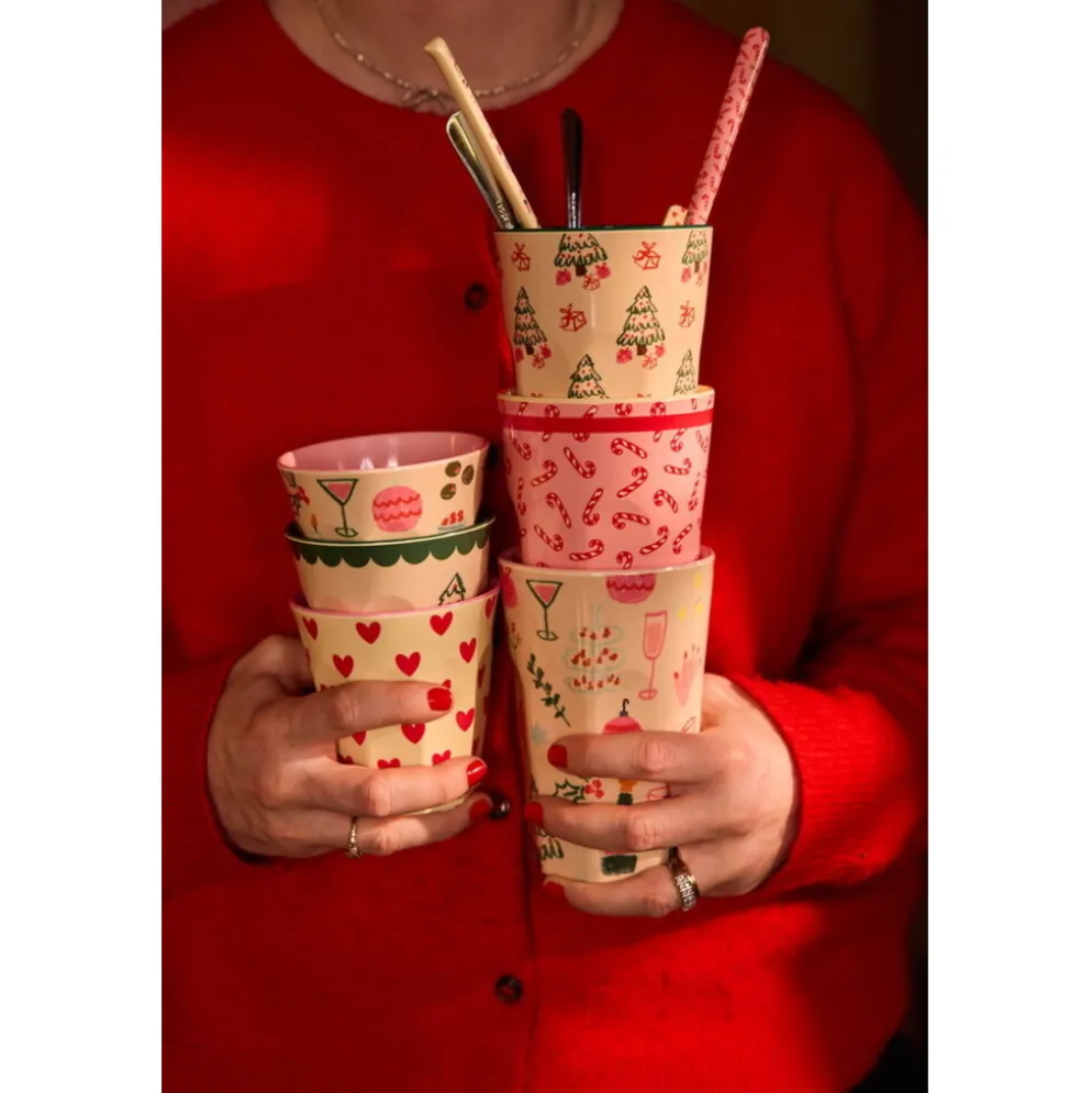 RICE Melamin-Becher Candy Cane – hoch