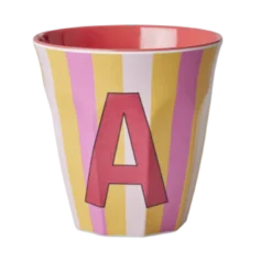 RICE Melamin Buchstabenbecher gestreift