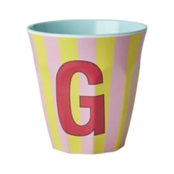 RICE Melamin Buchstabenbecher gestreift