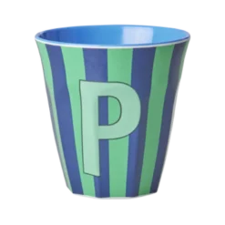 RICE Melamin Buchstabenbecher gestreift