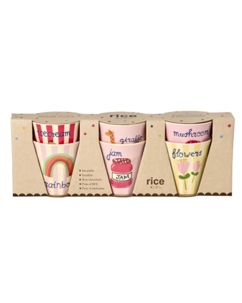 RICE Melamin Kinderbecher 6er Set Small ABC Print