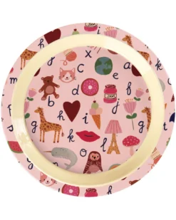 RICE Melamin Kinderteller - Bunter ABC Print