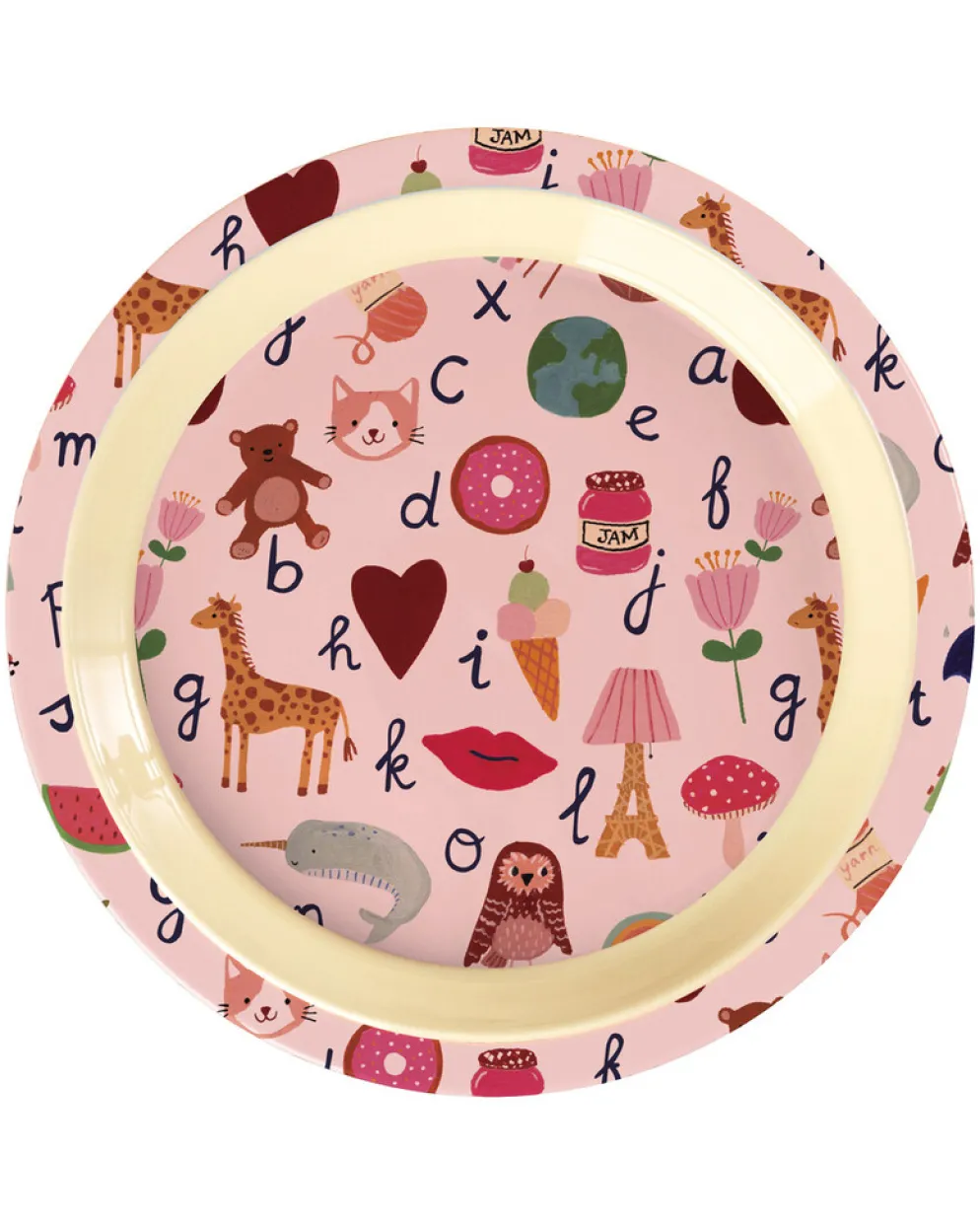 RICE Melamin Kinderteller - Bunter ABC Print