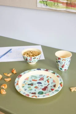 RICE Melamin Kinderteller - Bunter ABC Print