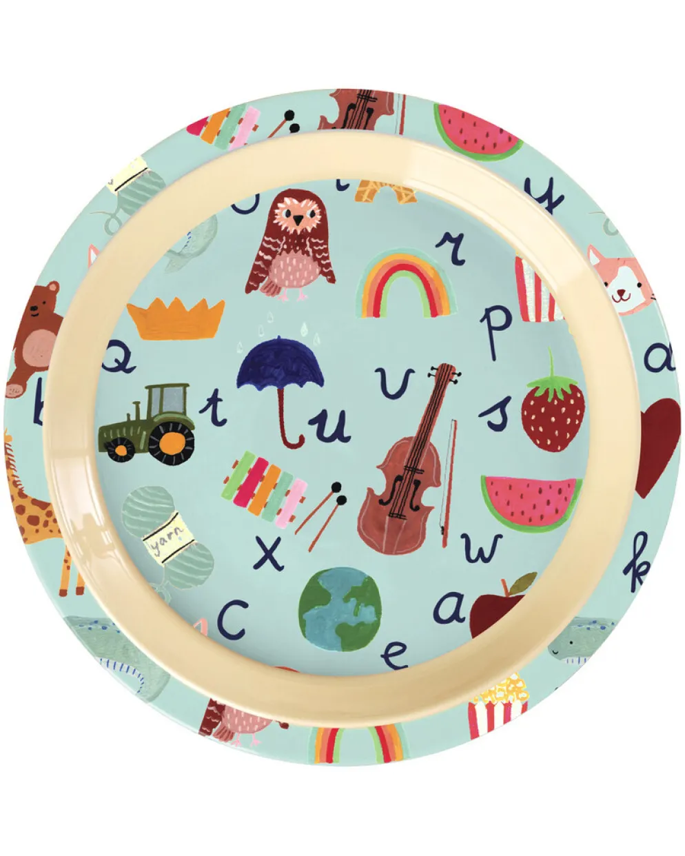 RICE Melamin Kinderteller - Bunter ABC Print