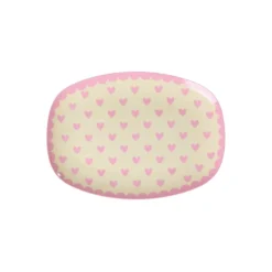 RICE Melamin Teller rechteckig Hearts Print