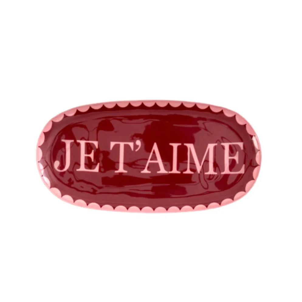 RICE Metall-Tablett Oval JE T'AIME