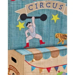 RICE Raffia Aufbewahrungskorb Zirkus aus Bast, faltbar, z.B. für Spielzeug