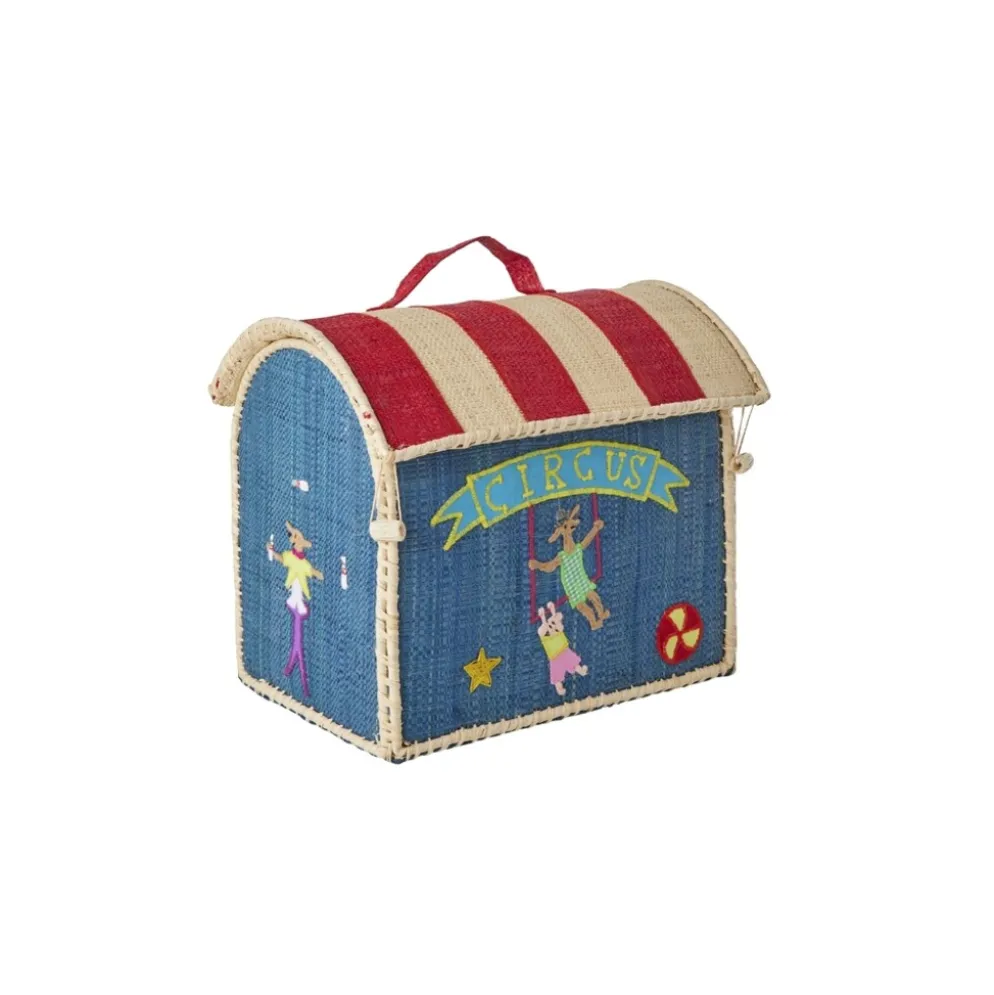 RICE Raffia Kindertasche aus Bast mit bunten Motiven
