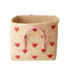 RICE Raffia Korb mit Herzen