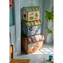 RICE Raffia Spielzeugkörbe Hero Blau – 3er-Set