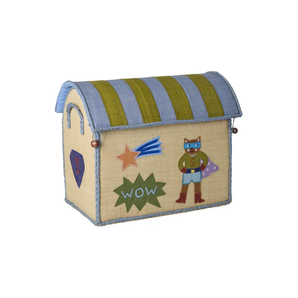 RICE Raffia Spielzeugkörbe Hero Blau – 3er-Set